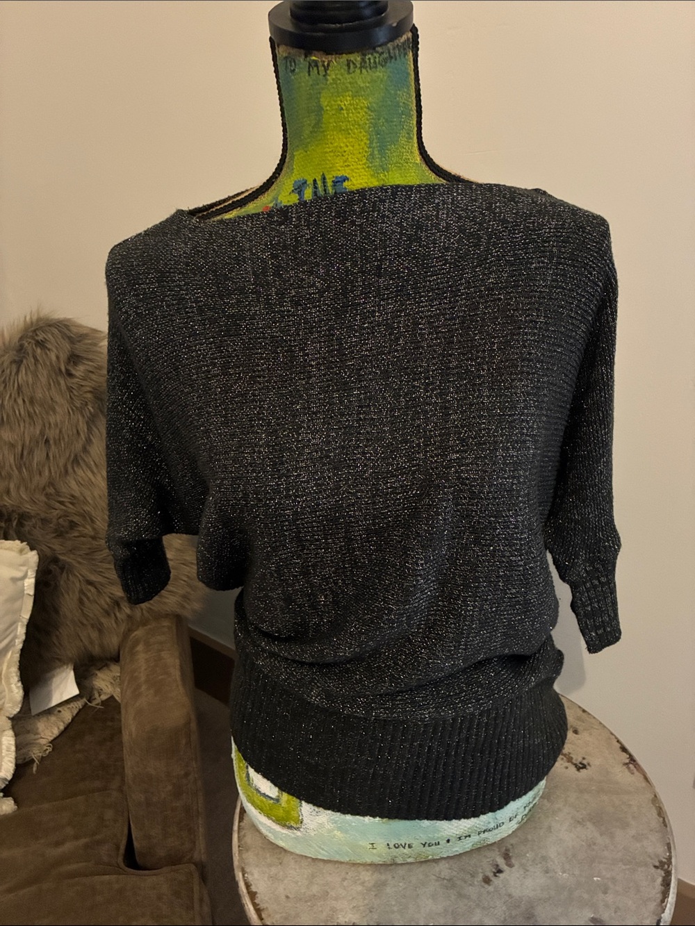Forever 21 Black Sparkle Off-the-Shoulder Sweater